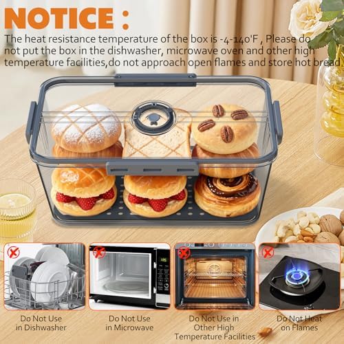 Honbuty 2-Pack Airtight Bread Boxes, Grey