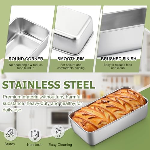 P&P CHEF Loaf Pan, 9 x 5 Inch Stainless Steel Bread Pan