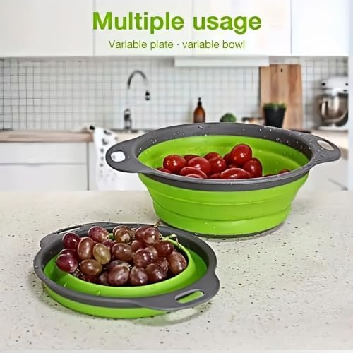 2-in-1 Collapsible Silicone Colander Bowl for Veggies Fruit Pasta