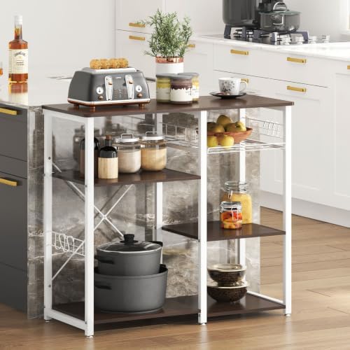 soges 3-Tier Microwave Baker's Rack, Walnut Black