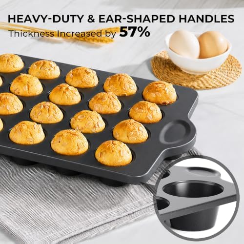 HONGBAKE Mini 24 Ceramic Muffin Pan Set, Nonstick Cupcake Pans with