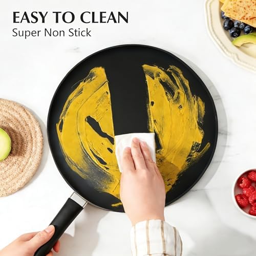 ZJchao 12 Inch Crepe Pan, Nonstick Granite Coating Tawa Round Pancake