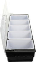 Five Compartment Snack Container Box with Lid, Black Plastic Fruit
