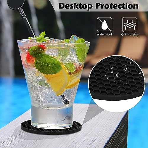 TWTLi Silicone Coasters Set of 12 with Holder — Non-Slip Drink