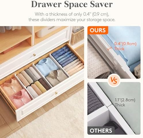 Lifewit 6" Tall Drawer Dividers, Adjustable Deep Drawer Organizer