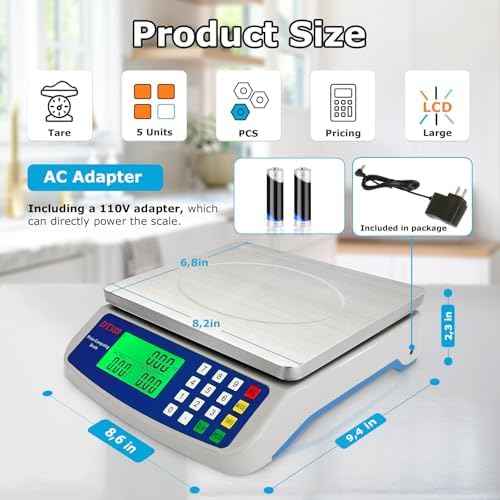 Large Digital Kitchen Scale 40kg/88lb Stainless Steel Price Computing