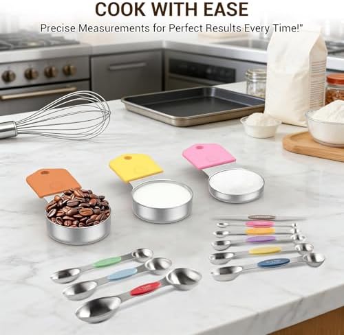 16PCS 304 Magnetic Measuring Cups and Spoons Set with Leveler