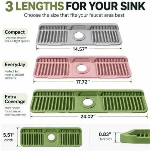 Button Silicone Faucet Drain Mat for Kitchen Sink Two Hole Splash