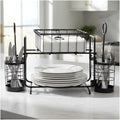 Metal Buffet Caddy Tabletop Organizer, Flatware Napkin and Plate