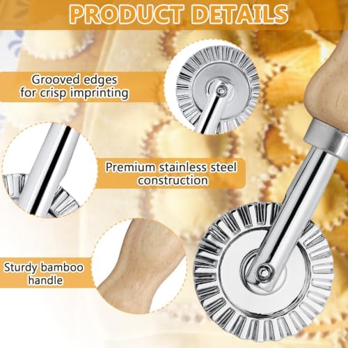 2 Pack Pastry Cutter, Steel Dough Wheel with Short Wood Handle