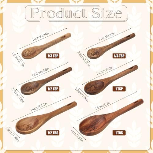 10-Piece Wooden Measuring Cups and Spoons Set, Handcrafted Acacia