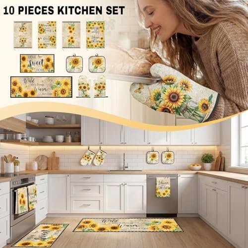 10 Pack Kitchen Decor and Accessories Set, Sunflower Fall