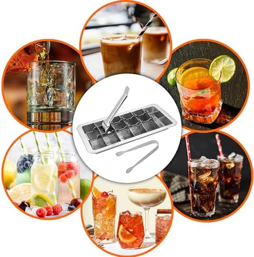 2 Set Stainless Steel Ice Cube Tray for Freezer – Square Icecube Foods