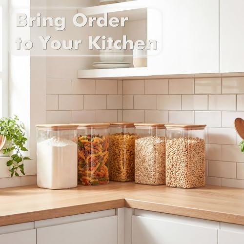 2-Pack 3.4Qt Large Glass Flour Sugar Storage Containers with Lids