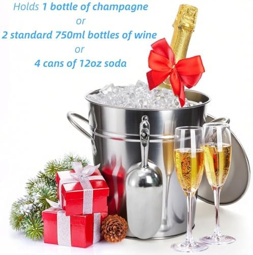YOUEON 4 Liter Ice Bucket with Scoop and Lid, Double Walled Insulated