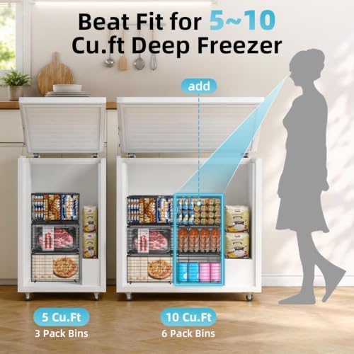 Freezer Organizer Bins,6 Pack Large Deep Freezer Organizer Bins for