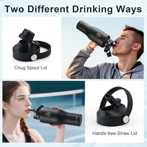RAYMYLO 40 oz Insulated Water Bottle with Straw, Fit in Car Cup Holder