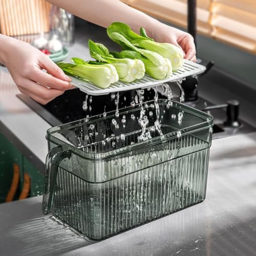 Green Refrigerator Produce Storage Container with Vented Lid Dial for