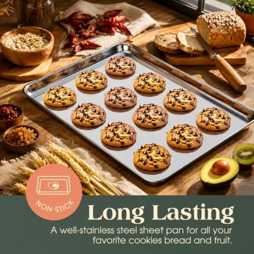 Set Of 2 Commercial Grade Stainless Steel Baking Sheets