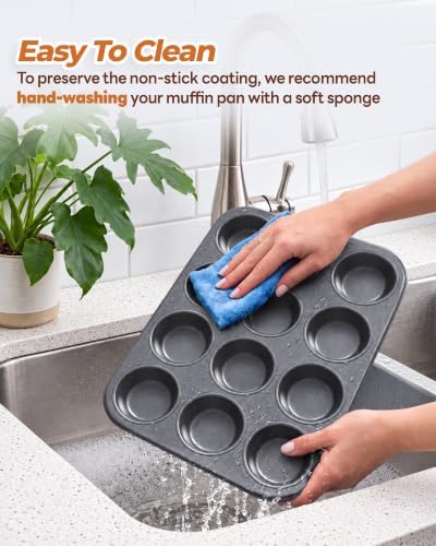 Bake Choice Muffin Pan for Baking, Standard Cupcake Pan, Nonstick 12