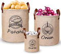 Kamehame Potato and Onion Storage Baskets Pack of 3, Lined Burlap