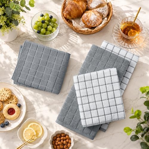 Kitinjoy Premium Kitchen Towels (16"x 28", 6 Pack), Large 100% Cotton