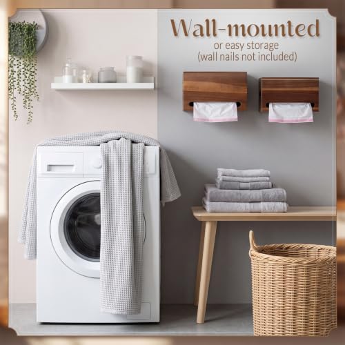 SiliFine 2 Pack Trash Bag Holder Dispenser Wall Mount 2 Sizes Acacia