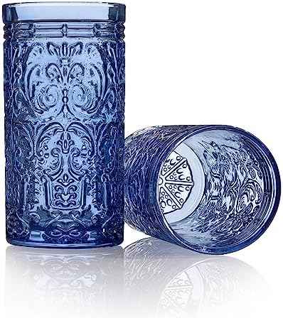 Godinger Cobalt Blue Tall Highball Glasses, Set of 4, 14oz, Jax