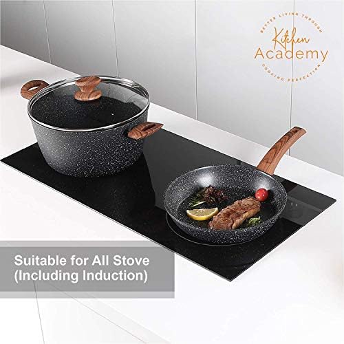 Kitchen Academy Pots and Pans Set Non Stick, 12pcs Induction Cookware