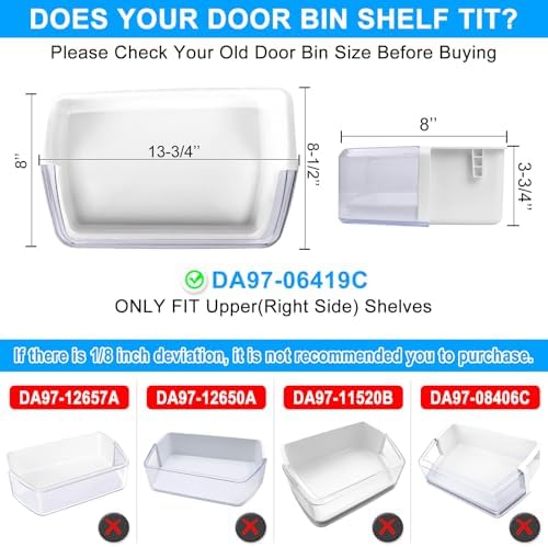 DA97-06419C Refrigerator Door Shelf Basket Bin Right Compatible with
