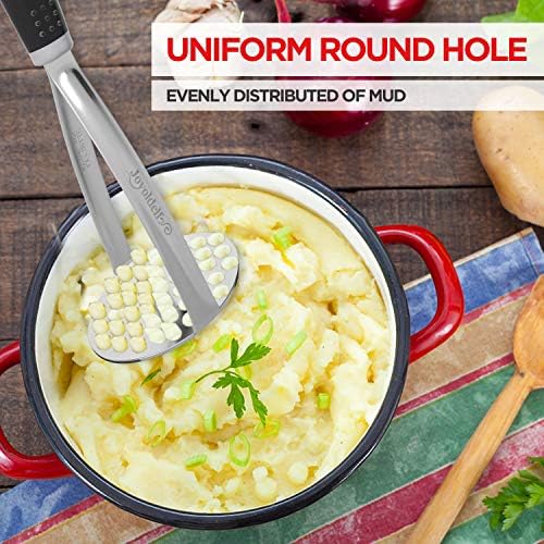 Joyoldelf Heavy Duty Potato Masher, Stainless Steel Integrated Masher