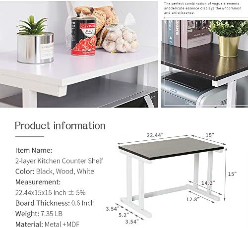 2-Tier Wooden Microwave Oven Rack, White