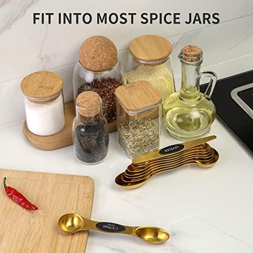 Magnetic Measuring Spoons Set, Stainless Steel, Dual Sided, Stackable