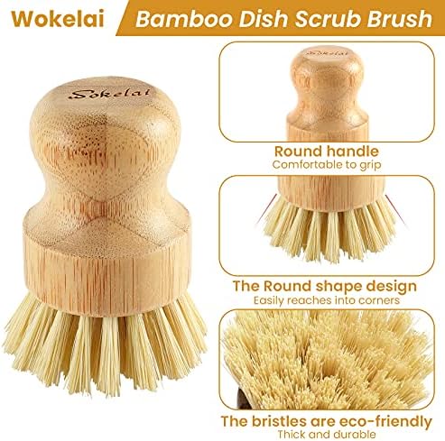 Bamboo Dish Scrub Brushes, Set of 2