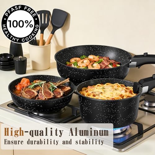 Umite Chef 21Pcs Pots and Pans Set Non Stick, Nonstick Ceramic