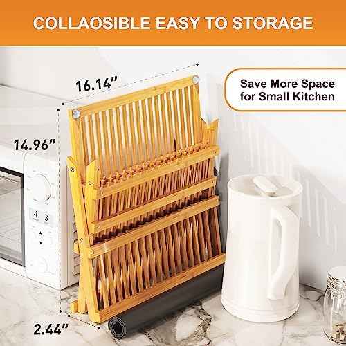Greenual Bamboo 3-Tier Dish Drying Rack