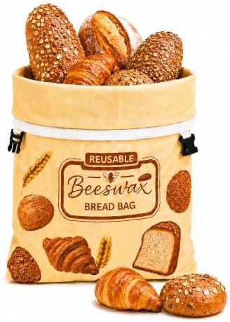 Detachable Beeswax Bread Bag with Zipper, 14 x 19 Inch
