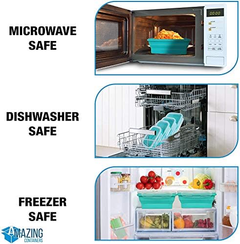 Set of 4 Collapsible Foldable Silicone Food Storage Container With BPA