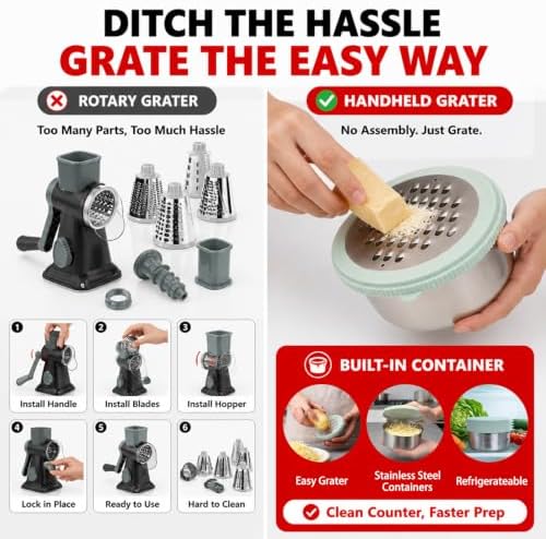 Box Cheese Grater with Container, Light Green