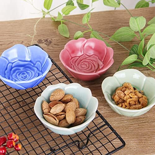 VanEnjoy 4 pcs Colorful Glaze Flower Pattern Ceramic Soy Sauce Dipping
