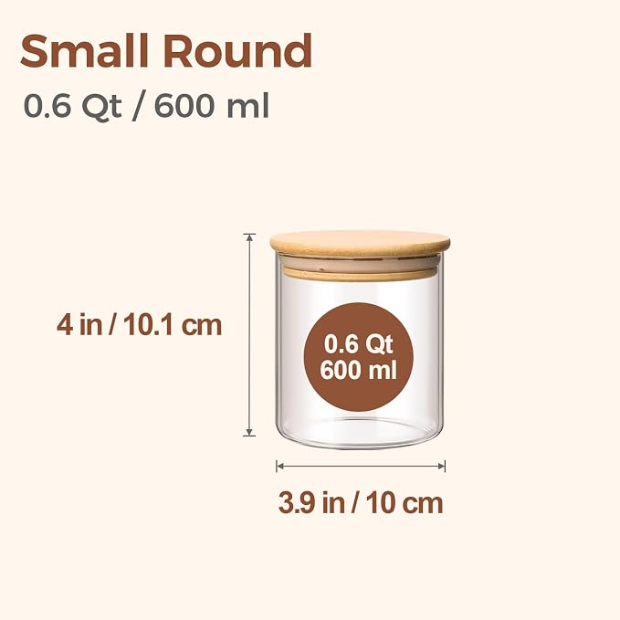 ComSaf 0.6 Qt Glass Food Storage Jars Set of 9, Pantry Organization Jar - Image 2