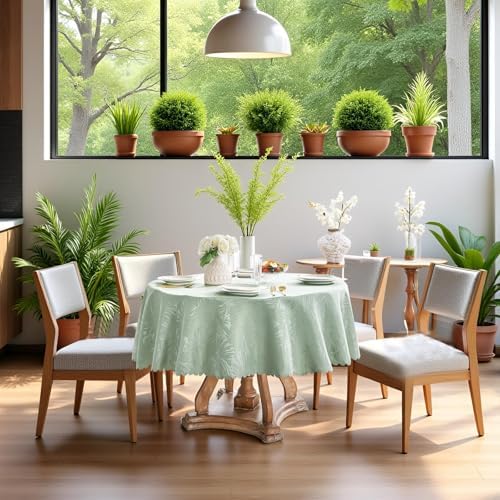Round Tablecloth 50 Inch for 20-36 Inch Table, Jacquard Table Cloth