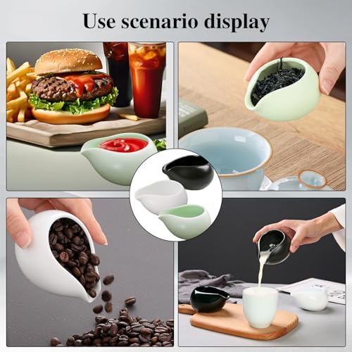 Mini Ceramic Creamer Pitchers for Milk and Syrup, 3 oz, 2-Pack