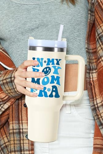 40 oz In My Boy Mom Era Cup Tumbler with Handle.40 oz Boymom Mothers
