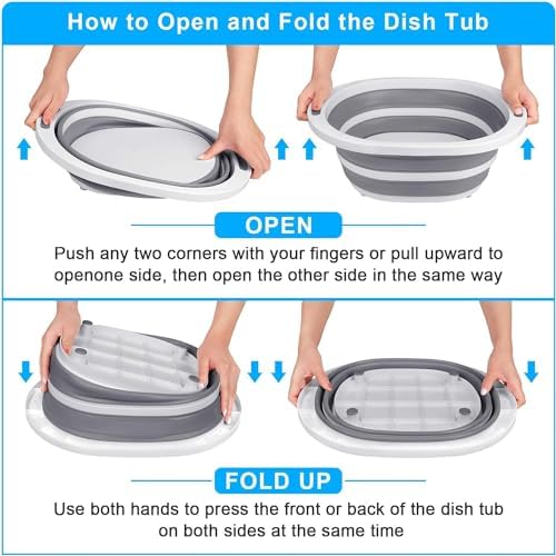 Collapsible Wash Basin, 7.5L Dish Tub Sink Basin Folding Dish Pans for