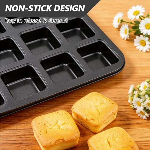 2 Pack Mini Brownie Pan with Dividers, Brownie Bite Pan, 12 Cavity