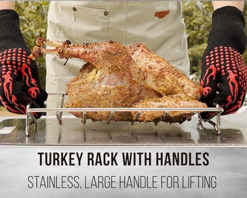 Stainless Steel Turkey Roasting Rack, V-shaped Racks for Smoking and