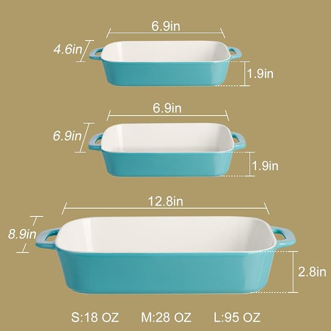Sweejar Ceramic Bakeware Set, Rectangular Baking Dish - Image 6