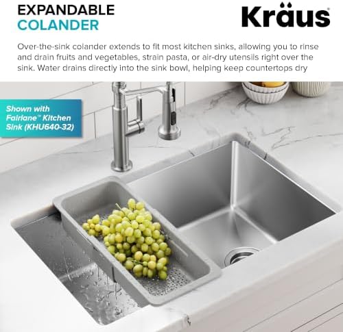 KRAUS Expandable Colander for Kitchen Sink/Over the Sink Colander, Lt