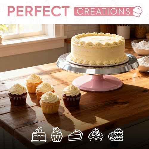 Riccle 12 Inch Pink Aluminum Alloy Revolving Cake Stand